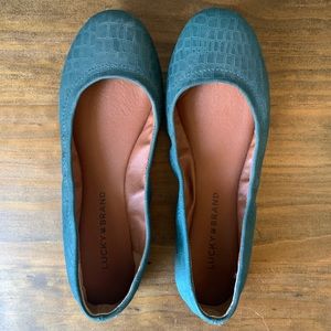 Teal leather flats